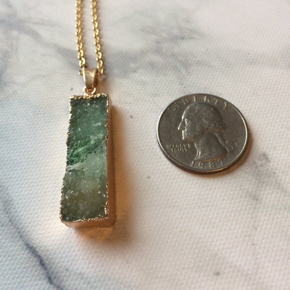 SOLD- Celadon Green Druzy CrystalQuartz Pendant - Picture 3 of 4